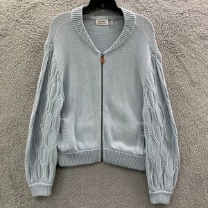 27 Miles Sweater Womens Medium Top Full Zip Blue*